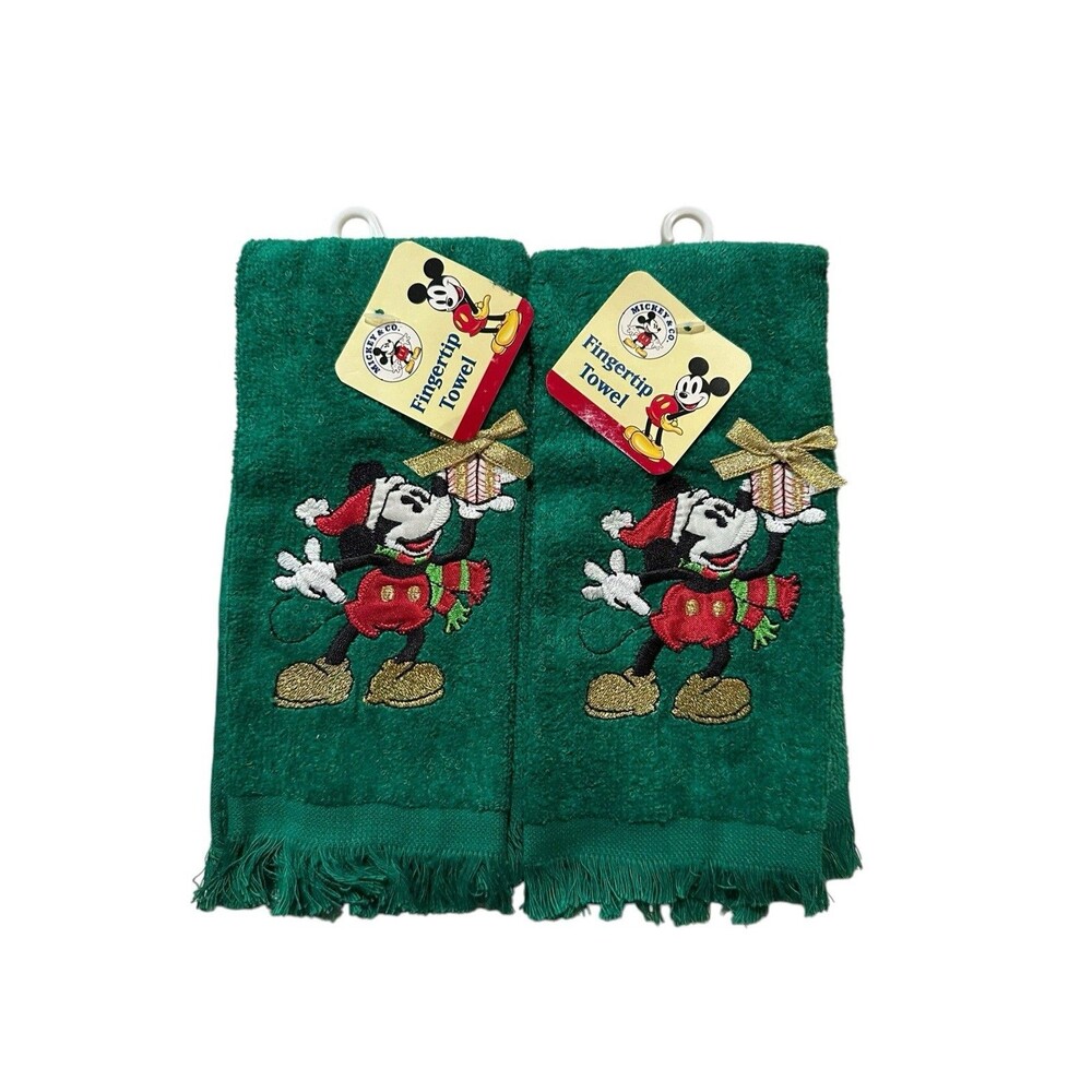 Lot Of 2 Vintage Santa Mickey Hand Towels